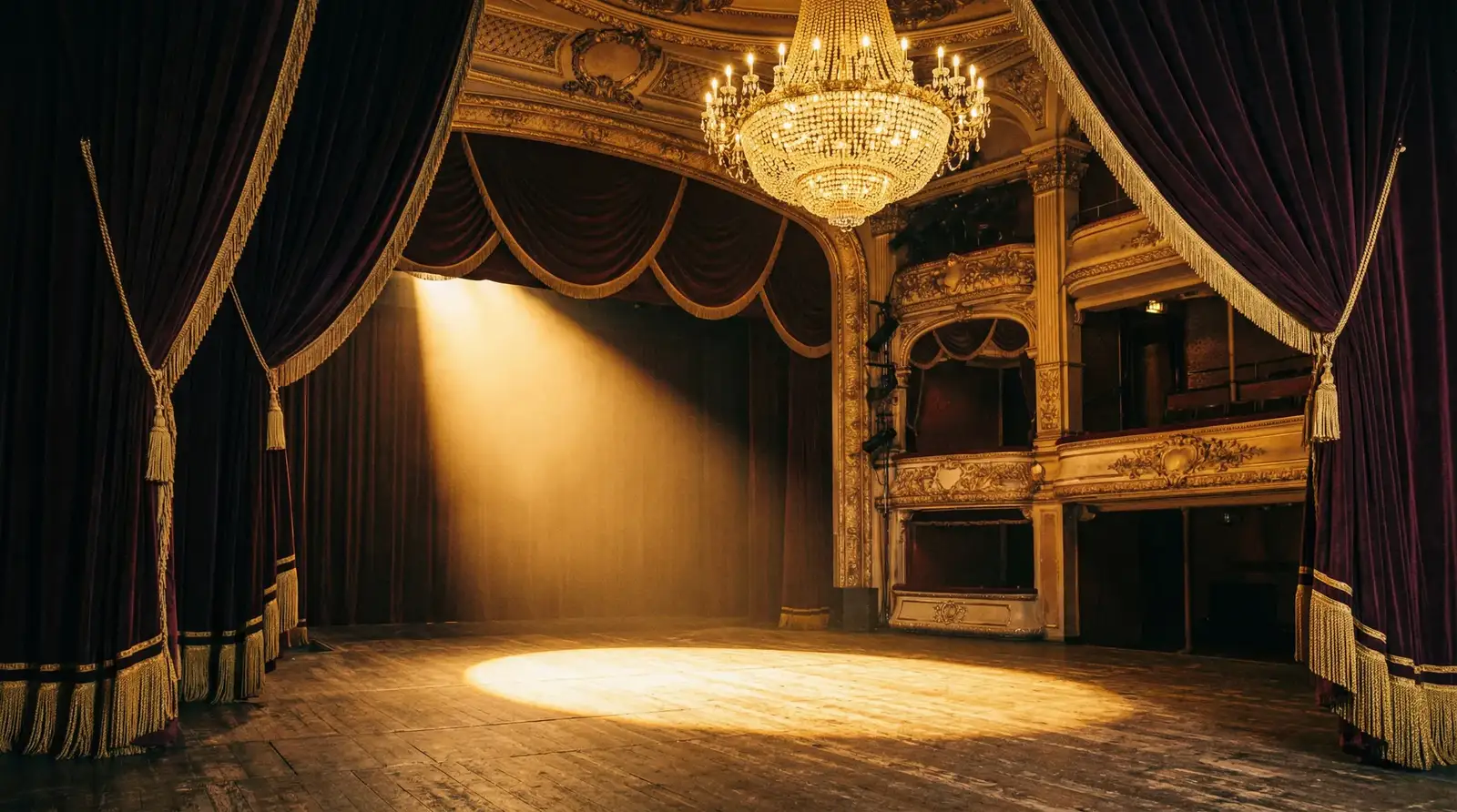 日本有码 - 金色吊灯下的古典剧院舞台